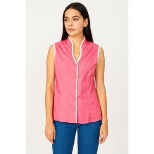Bushwacker | VTG Retro Asian Inspo Button Front Mod Sleeveless Blouse Tank Top